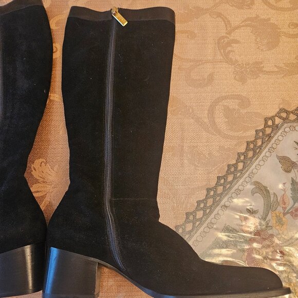 Monica Magli Leather Black Riding Boots - Picture 7 of 16